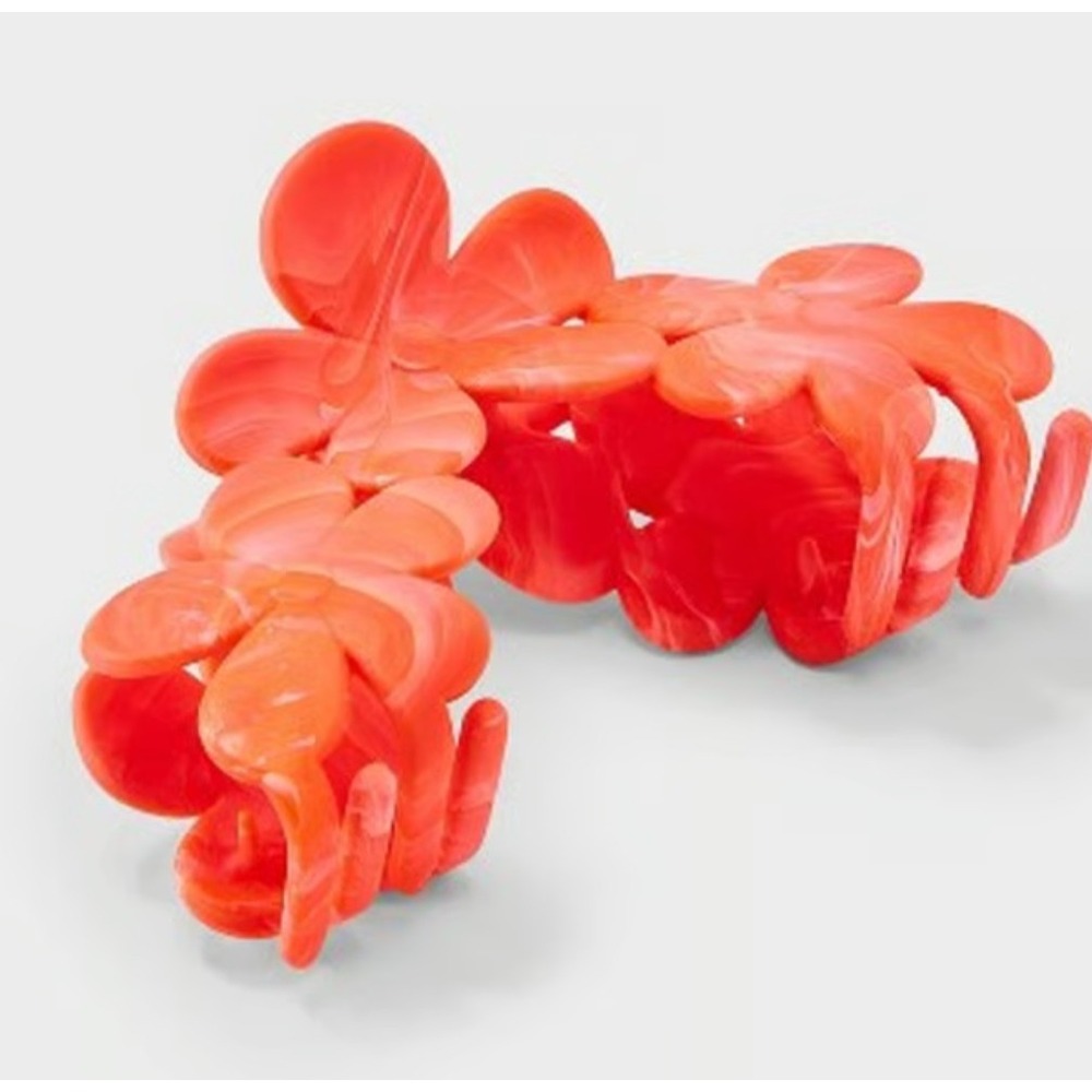 Universal Thread Floral Hair Clips - coral (red)